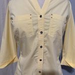 Croft & Barrow  Women Y2K Yellow 3/4 Sleeve Button-Down Shirt S Business Casual Photo 2