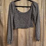 Hollister  Brown Black Gingham Plaid Crop Balloon Sleeve Smocked Top Large Photo 1