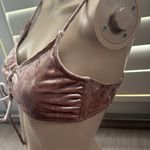 No Boundaries  Women’s NoBo Blush Pink Velvet Cheetah Print Swim Bikini Top Sz M Photo 2