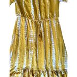 Blue Island  Women’s Off Shoulder Yellow Tie Dye Dress Size L Boho Ruffle Hem Photo 2
