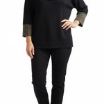 Questions? Black Cowl Neck 3/4 Sleeve Sweater Metallic Gold Accent Size 3X Photo 0