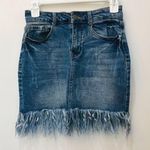 Black Label  fringe denim mini skirt sz small Photo 0