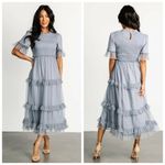 Baltic Born Lysandra Dusty Slate Smocked Dot Dress Photo 1