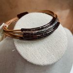 Versona NWT 5 Layered Leather Cable String Bracelet Bronze & Silver Metal Magnetic Clasp Photo 1