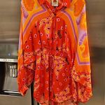 Farm Rio ππ Red Tiki Bananas Scarf Sleeve Romper ~ Tie Dye Cashew Small S NWT Photo 10