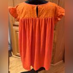 Caslon  Eyelet Flutter Ruffle Short Sleeve‎ Top Blouse in Orange Clay Size 2X Photo 5