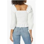 The Drop White Bohemian Cottagecore Ribbed Puffy Sleeve Top Size Medium Photo 1