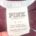 PINK - Victoria's Secret VS PINK Maroon Crewneck Sweater with White Varsity Stripes Size Small Photo 4