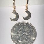 Gold Tone Dainty Dangling Moon Boho Pierced Earrings Photo 3