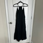 Anthropologie  black linen maxi dress size XS ruffle oversize vacation minimalist Photo 10