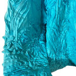 Samuel Dong  Bright Blue Floral Textured Zip Front Jacket Women Sz L Photo 3