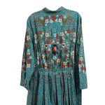 Tucker Floral Teal Long Sleeve Plus Size Midi Dress Green Photo 8