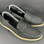 Toms  Women's Cara Black Leather Lug Loafers Size 10 Photo 0