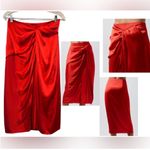 Carbon 38 Red Satin Midi Skirt Photo 6