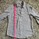 EXPRESS Petite Slim Fit Black and White Striped Portofino Shirt Photo 8