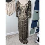 Tadashi Shoji  Lace Gold Sequin Mother of the Bride Formal Gown Long Maxi Dress 6 Photo 8