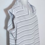 CAbi  White and Black Striped Cap Sleeve Blouse Size Large Photo 1