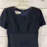 Warren Women’s Navy Sparkly Glittered Stretch Short Holiday Dress Size 6 Petite Photo 3