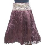 Cache Brown Silk like Boho Hand Sewn Sequins Crinkle Lined Skirt New NWT $138 Photo 1