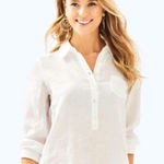 Lilly Pulitzer White Linen Deanna Popover Tunic Shirt Photo 0