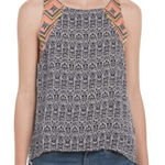 THML ANTHROPOLOGIE ‎ Mixed Print Embroidered Split Back Sleeveless Top EUC Small Photo 0