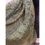 Boho Paisley Print Scarf Shawl Wrap Tassel Fringe Green Blue fall winter fairy Photo 3