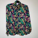 90s Rich Floral Regency Print Dark Blouse Sz 10 Christie & Jill Blue Photo 4