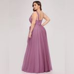 Ever Pretty BURGUNDY Plus Size Double V Neck Maxi Tulle Dress Photo 1