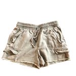Splendid Dockside Linen Drawstring Shorts Sz. S Olive Green Fringe Hem Pull On Photo 2