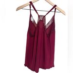 Victoria's Secret Maroon lace‎ trim sleeveless pajama top, sheer size medium Photo 6