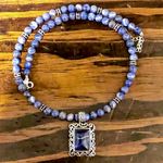 Sodalite Beaded Choker Necklace Lapis Lazuli Sterling Silver Pendant Extension Blue Photo 5