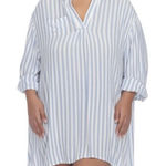 RAVIYA NWT $58 swimsuit stripe cover up shirt dress 1X 20 Blue Photo 0
