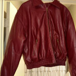 PacSun  Red Leather Bomber Jacket Photo 0