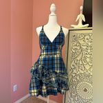 Love Shack Fancy Cottagecore prairie chic
Mini Dress blue & black plaid Size 4 NWT Photo 4