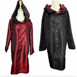 Ubu Reversible Parisian Opera Raincoat Small Black Red iridescent Pleated Hooded Photo 1