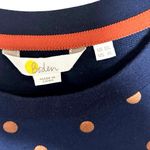 Boden Women’s Metallic Polka Dot Sweatshirt Dress Navy Blue/Copper Size 6 L Blue Photo 9