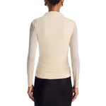 AQUA  Women's Beige Mock‎ Neck Ruched Long Sleeve Top Elegant Party Photo 1