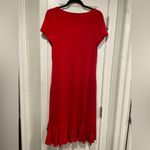 George Size M Red Stretchy Short Sleeve V Neck Ruffle Hem Pullover Mini Dress Size M Photo 5