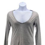 Theory  Top Medium Warm Gray Deep V Neck‎ Loose Comfy Casual Chic Minimalist Photo 0
