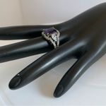 STERLING SILVER 925 AMETHYST AND CUBIC ZIRCONIA COCKTAIL RING (10) Purple Photo 6