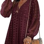 MIHOLL V Neck Short Sleeve Ruffle Chiffon Swiss Dot Flowy Dress Red Size XXL Photo 6