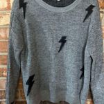 THML  Heather Gray Sweater with Black Bolt Design Photo 0