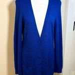 C by BLOOMINGDALES Cashmere Long Line Button Front Sweater w/Pockets Women’s L Blue Size M Photo 0