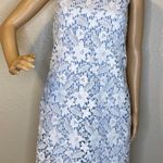 United Colors Of Benetton Sleeveless Dress White Lace Over Blue White Stripes XS Photo 1