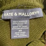 Kate & Mallory  Knit Long Sleeve Faux Suede Trim Zipper Back Hi-Lo Sweater Green Photo 2