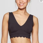 JoyLab  Scalloped Black V-Neck Sports Bra Size Small Photo 0