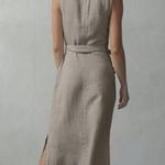 Safari Linen Wrap Dress Oatmeal Beige Size M Photo 3