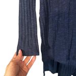 Deletta  Navy Blue Slit Sides Ribbed Long Sleeve Knit Tunic Sweater Women Sz S Photo 3