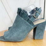 Seychelles  by Anthropologie Sightseeing Suede‎ Slingback Peep Toe Heels Teal 9 Photo 0