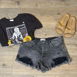 Free People We The Free Loving Good Vibrations Denim Shorts Sulfur Black Sz 29 Photo 1